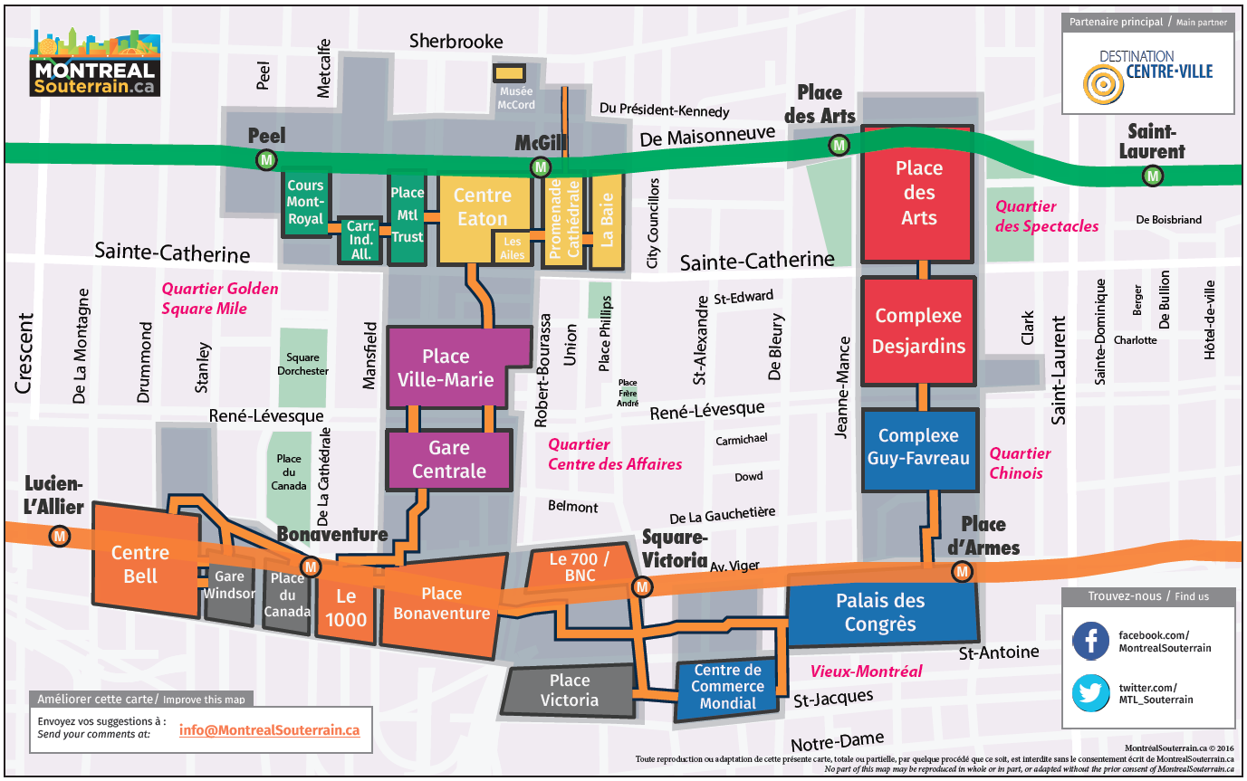 Cartes Montréal Souterrain - Montréal Souterrain Map